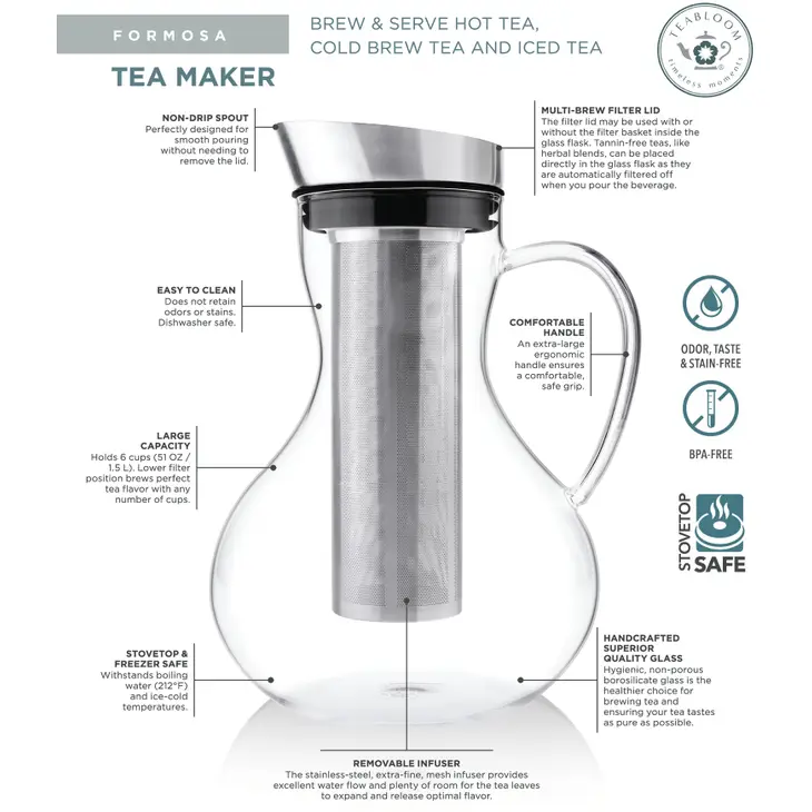 Teabloom Perfect Brew - Hot & Cold All-Brew Beverage Maker
